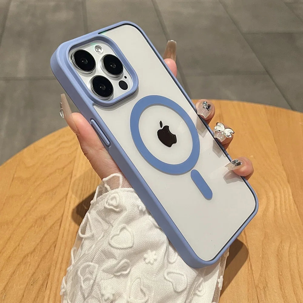 Matte Natural Titanium magnetic charging phone case for iPhone 16 15 14 13 12 11 Pro Max Plus Mini magsafe shockproof hard cover